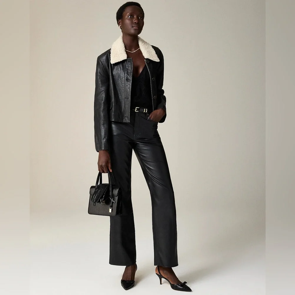 J.Crew Slim wide-leg pant in faux leather BU138